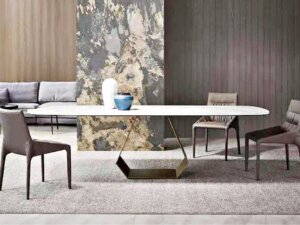 馬蹄鐵 岩板長型餐桌