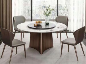 可可噴泉 功能型轉檯岩板餐桌