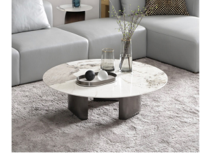 望月 岩板圓形茶几[黑/白]