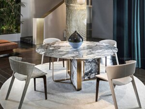 旋轉門 圓形岩板餐桌